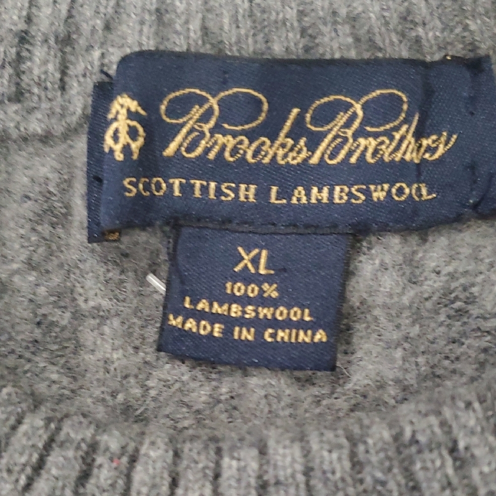 Brooks Brothers Lambwool Gray Cable Knit Crewneck Sweater - Picture 12 of 13